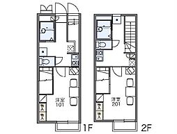 レオパレスＳＵＮＲＩＳＥ 1階1Kの間取り