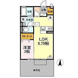 D'Grance三塚 1LDKの間取図画像