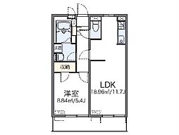 レオネクストタウンコート3 1LDKの間取図画像