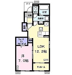 JR関西本線 弥富駅 徒歩7分の賃貸アパート 1階1LDKの間取り