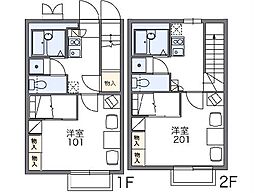 レオパレスウィル77 1Kの間取図画像
