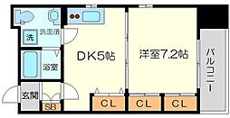 CASSIA塚本 10階1DKの間取り