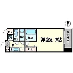 Osaka Metro谷町線 谷町六丁目駅 徒歩4分の賃貸マンション 3階1Kの間取り