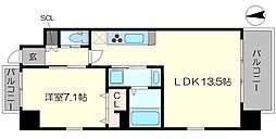 Osaka Metro御堂筋線 なんば駅 徒歩6分の賃貸マンション 5階1LDKの間取り