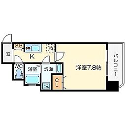 エイペックス大阪城西 4階1Kの間取り