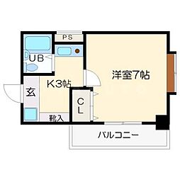 Osaka Metro谷町線 谷町四丁目駅 徒歩5分の賃貸マンション 11階1Kの間取り