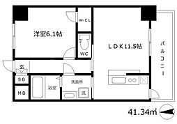S-RESIDENCE新大阪駅前 1LDKの間取図画像