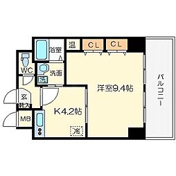 Osaka Metro長堀鶴見緑地線 松屋町駅 徒歩8分の賃貸マンション 2階1Kの間取り