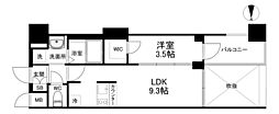 Osaka Metro中央線 堺筋本町駅 徒歩4分の賃貸マンション 12階1LDKの間取り