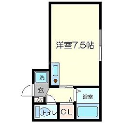 阪急京都本線 西京極駅 徒歩14分の賃貸アパート 2階ワンルームの間取り