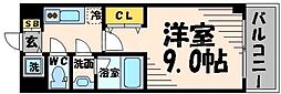 Osaka Metro四つ橋線 肥後橋駅 徒歩3分の賃貸マンション 19階1Kの間取り