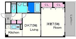 Osaka Metro長堀鶴見緑地線 横堤駅 徒歩9分の賃貸マンション 3階1DKの間取り