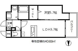 Osaka Metro長堀鶴見緑地線 松屋町駅 徒歩1分の賃貸マンション 3階1LDKの間取り