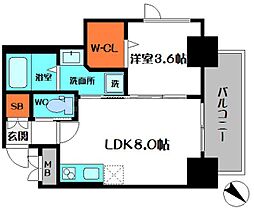Osaka Metro谷町線 守口駅 徒歩1分の賃貸マンション 2階1LDKの間取り