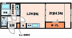 白井ハイツ 2階1LDKの間取り