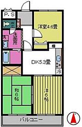 レイアップワン川口 2階3DKの間取り