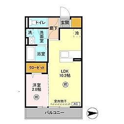 グランドゥール三笠山 3階1LDKの間取り