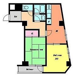 サンパレス西品川 2DKの間取図画像