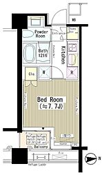 都営大江戸線 六本木駅 徒歩4分の賃貸マンション 2階1Kの間取り