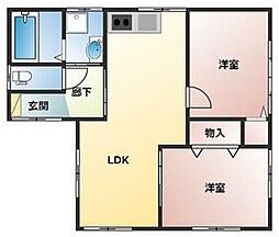 斉田貸住宅 1階2LDKの間取り