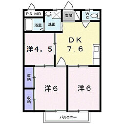 四日市あすなろう 西日野駅 徒歩12分の賃貸アパート 2階3DKの間取り