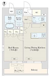 小田急小田原線 代々木上原駅 徒歩6分の賃貸マンション 5階1LDKの間取り