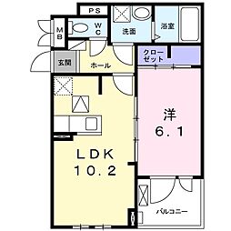 カシータ 1LDKの間取図画像
