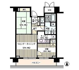 都営大江戸線 清澄白河駅 徒歩13分の賃貸マンション 5階2LDKの間取り