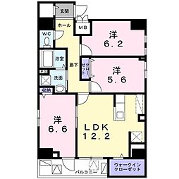 東急田園都市線 池尻大橋駅 徒歩4分の賃貸マンション 12階3LDKの間取り