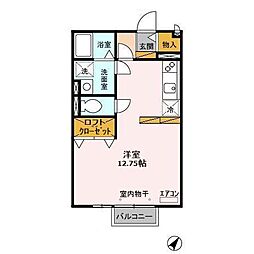 グランパティオ　III 2階ワンルームの間取り