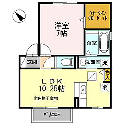 アメージング・フラッツ（Ｄ・Ｅ）　D 1階1LDKの間取り