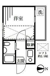 西武新宿線 上井草駅 徒歩13分の賃貸アパート 2階1Kの間取り