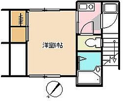 メゾンブランシュ 2階ワンルームの間取り