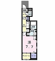 カンファーツリーハウス 1階1Kの間取り