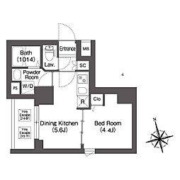 JR京浜東北・根岸線 大森駅 徒歩9分の賃貸マンション 6階1DKの間取り