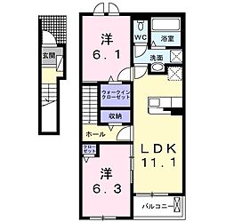 Ｋ’ｓヴィレッジ平井　Ａ 2階2LDKの間取り