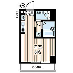 都営浅草線 中延駅 徒歩1分の賃貸マンション 2階ワンルームの間取り