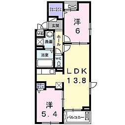 近鉄京都線 大久保駅 徒歩34分の賃貸アパート 3階2LDKの間取り