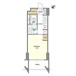東急東横線 祐天寺駅 徒歩10分の賃貸マンション 3階1Kの間取り