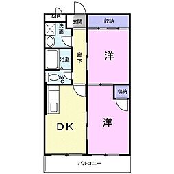 アルメリア一宮 2DKの間取図画像