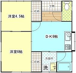 追浜東町ハイツA 2DKの間取図画像