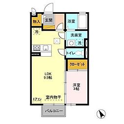 グランシャリオ　Ａ 1階1LDKの間取り