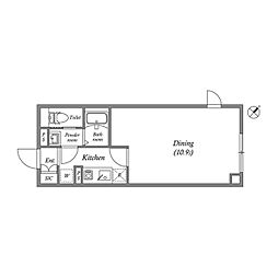 京王線 幡ヶ谷駅 徒歩12分の賃貸マンション 4階1Kの間取り