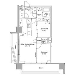 都営三田線 西巣鴨駅 徒歩3分の賃貸マンション 9階2LDKの間取り