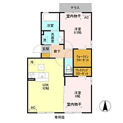 グランバーム 2LDKの間取図画像