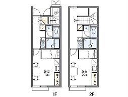 JR中央本線 甲府駅 バス26分 野牛島下車 徒歩11分の賃貸アパート 2階1Kの間取り