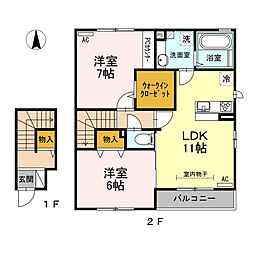 和　弐 2階2LDKの間取り