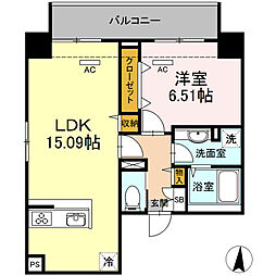 ポラリス菊川 1LDKの間取図画像