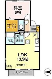 ウエストコート 1階1LDKの間取り