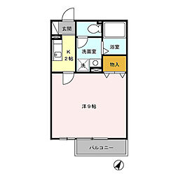 東武伊勢崎線 一ノ割駅 徒歩11分の賃貸アパート 1階1Kの間取り